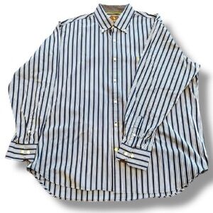Tailorbyrd Men's Blue & White Striped Dress Shirt XXL/2XL (Big & Tall)